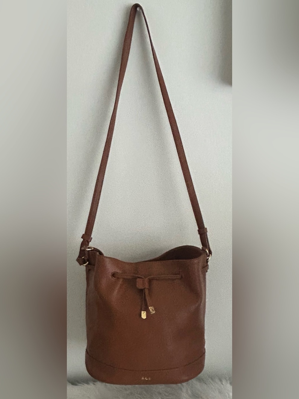 Ralph Lauren Chestnut Brown Leather Drawstring Bucket Shoulder Bag - Picture 3 of 11